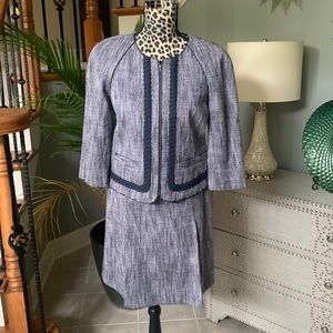 J Crew Suiting Navy and WhiteTweed